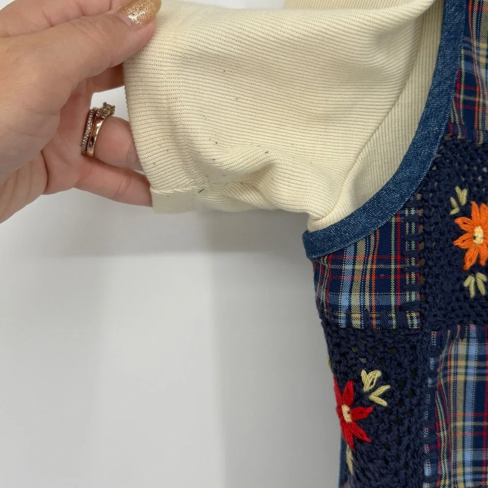 Vintage Alfred Dunner Patchwork Embroidered Floral Vest Cottagecore Size M‎ - Picture 3 of 5